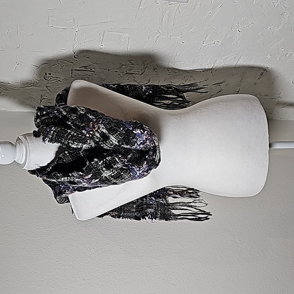 Saldarini 1882 Scarf Como Italy Lana Wool Mohair Plaid Multicolor Cozy Fringe - Picture 7 of 13